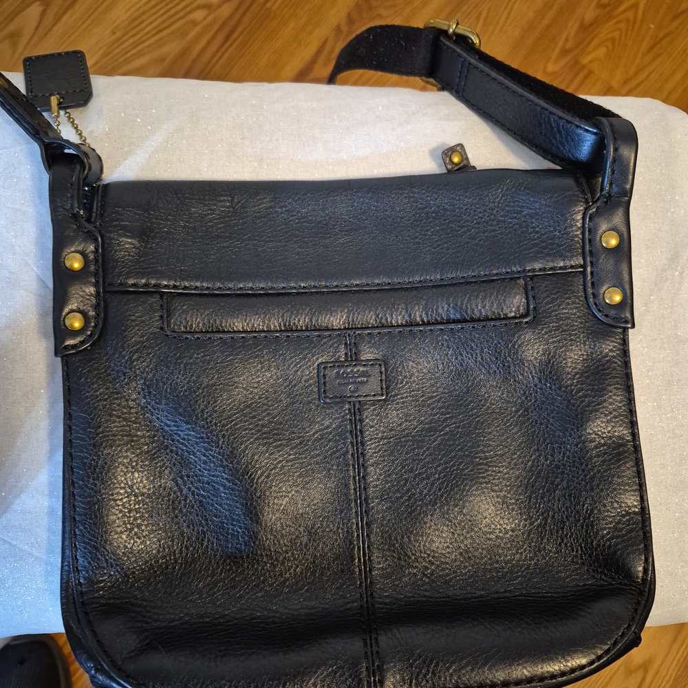 Fossil Black Leather Crossbody Bag